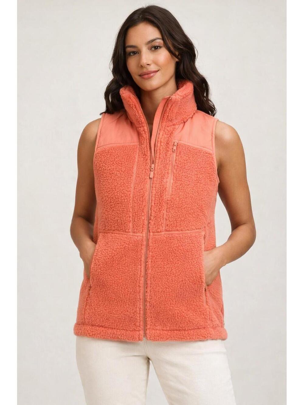 Lululemon Textured Fleece Full-Zip Vest Coral Pink Size 0 (XXS) NWOT